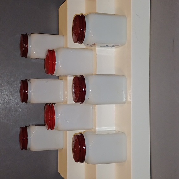 ORIGINAL Vintage Milk Glass Spice Jar / Shaker Set ~ Dutch Theme - Picture 2 of 11